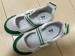 i fme キッズ上履き　メッシュ上履き 17.5cm ホワイト/グリーン