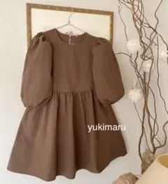 バルーンスリーブ ギャザーワンピース ブラウン⭐︎IENA yori ルネ