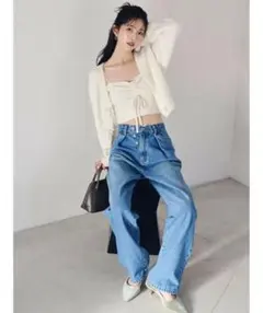LILY BROWN ブルーデニム ワイドレッグ　0サイズ　Cのサムネイル