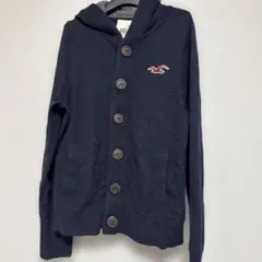 HOLLISTER ネイビー ボタン付きカーディガンMサイズショールカラー