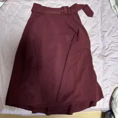 ベルト付きフレアスカート ボルドーのサムネイル