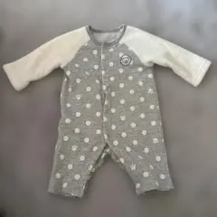 水玉模様 クマデザインロンパース 60-70cm