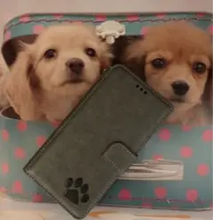 iPhone14promaxわんちゃん犬肉球焼印手帳ケース