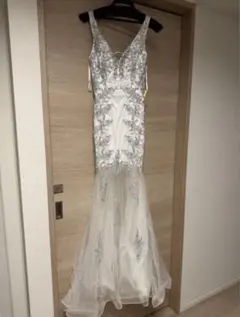 IRMA ビジューロングドレス 白 シアー M