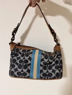 【極美品】コーチ ストライプデザイン ハンドバッグ