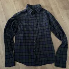 160サイズ ダークグリーン ネイビー チェック 長袖シャツ
