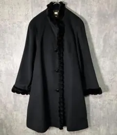 高級 カシミヤ ヌートリア ロングコート 黒 日本製