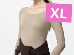 匿名配送❣️ユニクロ極暖ヒートテックリブuネックブラtシャツ　XL