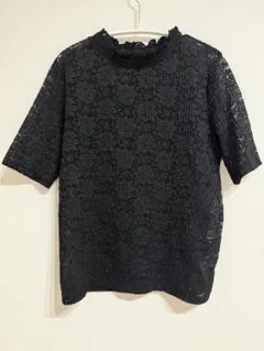 LOWRYSFARM 総レーストップス ブラウス 五分丈 M