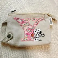 スヌーピー キャンバス ポーチ ベージュ