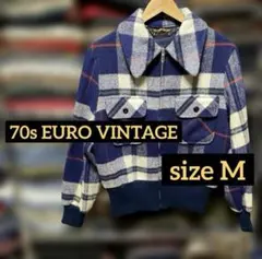 70s EURO VINTAGE チェックスポーツジャケット Mサイズ RIES