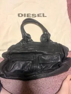 DIESELブラックレザーショルダーバッグ