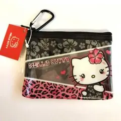 ハローキティ カラビナ付き クリアポーチ ギャルキティ ヒョウ柄