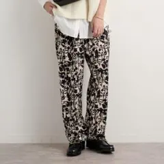 バイカラーフラワーイージーパンツ