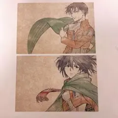進撃の巨人　ジャケット柄　アニメイト特典　ポストカード　リヴァイ　ミカサ　セット