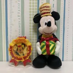 ミッキーマウス ハッピーバースデー ぬいぐるみバッジ　メダル　訳ありジャンク