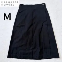 マーガレットハウエル Aラインスカート ブラック II（M）ミモレ丈 ポケットのサムネイル