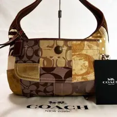 【美品】コーチ ソーホー パッチワーク シグネチャー ワンハンドバッグ 肩掛け