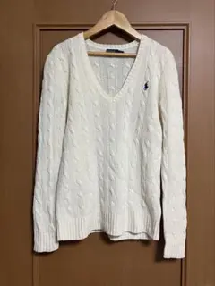 ポロラルフローレン　カシミヤウール　ケーブルニット　Vネック S