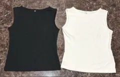 【美品】ユニクロ　ノースリーブ　Mサイズ 白黒2点セット