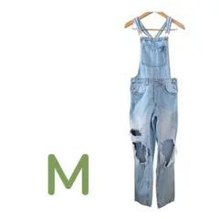 H&M　&DENIM ダメージ加工 サロペット US4 M
