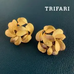 TRIFARI クラウン リーフ フラワー イヤリング ゴールド E349