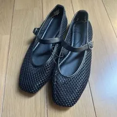 【新品未使用】黒 メッシュデザイン フラットシューズ Sのサムネイル