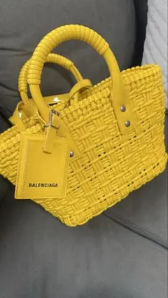 【美品】バレンシアガ BISTROT カゴバッグ イエロー イエロー（黄色）系 BALENCIAGA(バレンシアガ) かごバッグ