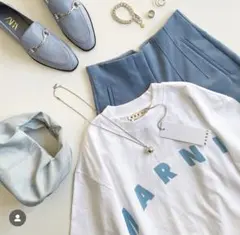 激レア美品♡MARNI ロゴロングTシャツカットソー　ホワイト×アイスブルー