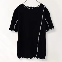 ムルーア 半袖 リブカットソー メロウ 配色ステッチ かわいい F 《e453のサムネイル
