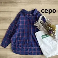 【cepo セポ】チェックシャツ　綿100 前後差シルエット