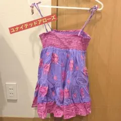 ユナイテッドアローズ　スカート　ベアトップ　象　ピンク　紫　スパンコール　インド