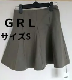 GRL グレイル　カーキ フレアミニスカート
