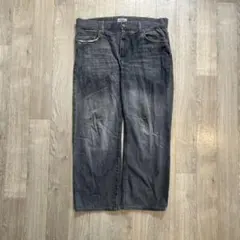 Hanes ヘインズ ブラックデニム ワイドストレート ビッグシルエット 古着のサムネイル