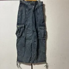 ダークグレー デニム カーゴパンツ