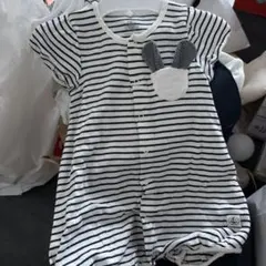 オーガニックコットン ストライプロンパース12m/74㎝