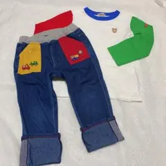 ミキハウス ホットビスケッツ ロンT ズボン 2点セット 男の子 100センチ