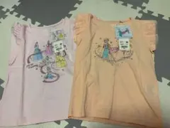 プリンセス　エルサ プリント Tシャツ 110cm ピンク　オレンジ