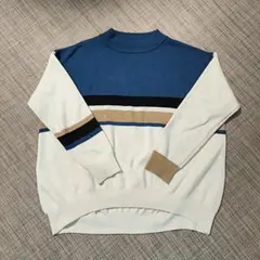 【ZAMPA】配色デザイン ニットセーター 長袖