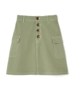 台形デニムスカート　グリーン