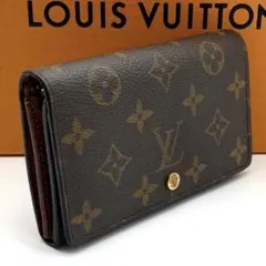 【美品】ルイヴィトン トレゾール モノグラム 二つ折り財布 ブラウン コンパクト