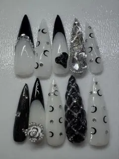 ネイルチップ 10個セット マリンセルネイル フレンチネイル