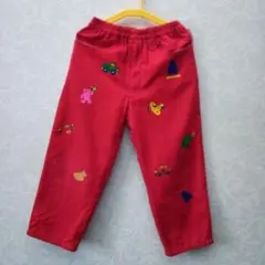 美品　ミキハウス 赤色 キャラクター刺繍 パンツ　日本製　110