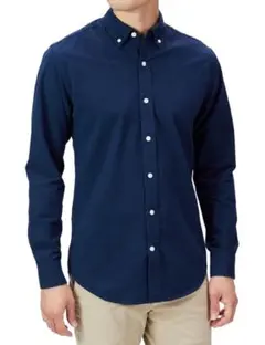 オックスフォードシャツ 長袖 メンズ ネイビー シャツ Mサイズ