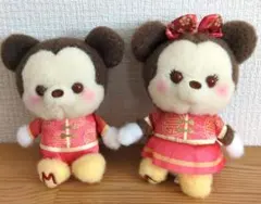 ミッキー＆ミニー　アジアンスタイル　ミルキーボアマスコット　ペア