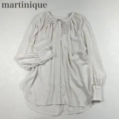 マルティニーク 美品 リボン ギャザーデザイン とろみ 比翼 シャツブラウス