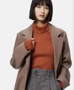 GU リブタートルネックセーター ダークオレンジ Sサイズ