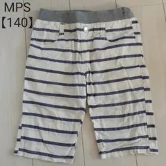 【140】Right-on MPS 青×白 ボーダー ハーフズボン ハーフパンツ