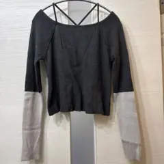 Kastane オフショルダーバイカラーリブニットのサムネイル