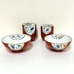 ⭐️ ノリタケ 金彩 朱 窓花絵 睦揃 美品 ⭐️